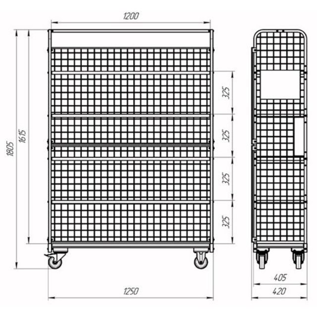Order Picking Mesh Shelf Trolley Rollcontainer with Eurocrates Euroboxes