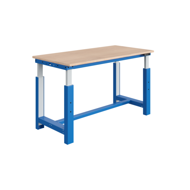 Electrically height-adjustable worktable SI-model industrial blue 300 kg heavy duty