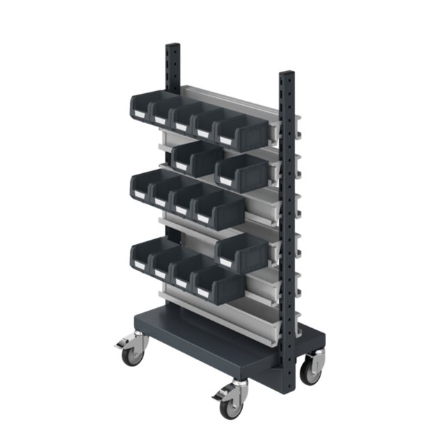 Workshop Trolley with rail for storage bins SPR 331 Storage Trolley