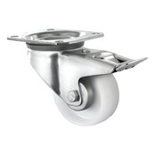 Swivel wheel with brake polyamide  a white 80 mm diameter 130 kg load capacity
