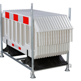 Barierki drogowe przenośne + stojak transportowy 2000 x 1000 mm Białe x 15 sztuk