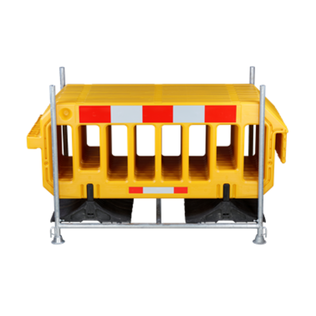 Barierki drogowe przenośne i stojak transportowy 2000 x 1000 mm Żółte x 15 sztuk Barierki drogowe przenośne i stojak transportowy 2000 x 1000 mm Żółte x 15 sztuk
