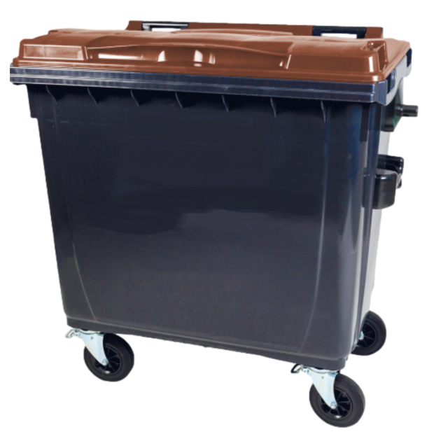4 wheeled collection waste bin 1100L Blue