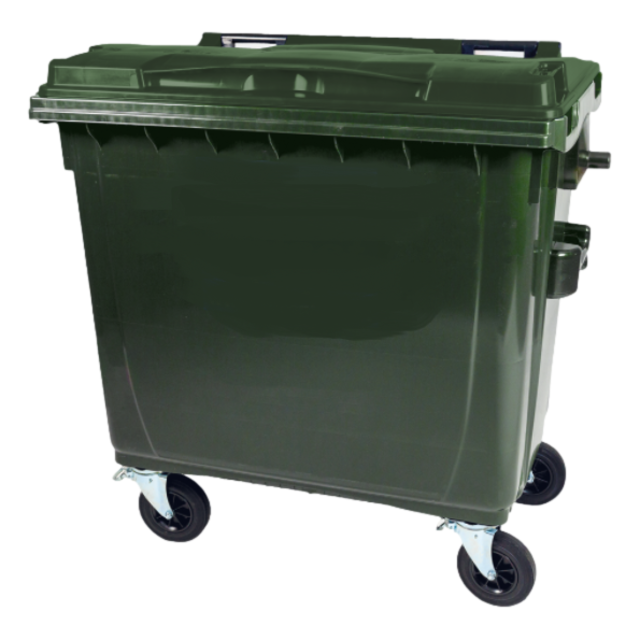 4 wheeled collection waste bin 770L Green