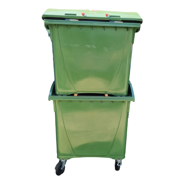 4 wheeled collection waste bin 770L Green