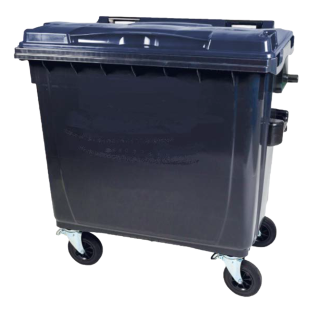 4 wheeled collection waste bin 770L Green