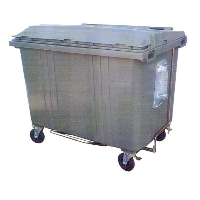 4 wheeled collection waste bin 1700L Green H.D.P.E.
