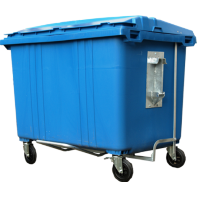 4 wheeled collection waste bin 1700L Green H.D.P.E.