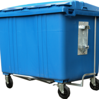 4 wheeled collection waste bin 1700L Blue H.D.P.E.