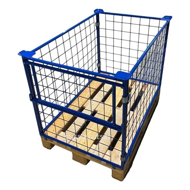 Cage Container steel H1000mm folding window on short side for europallet