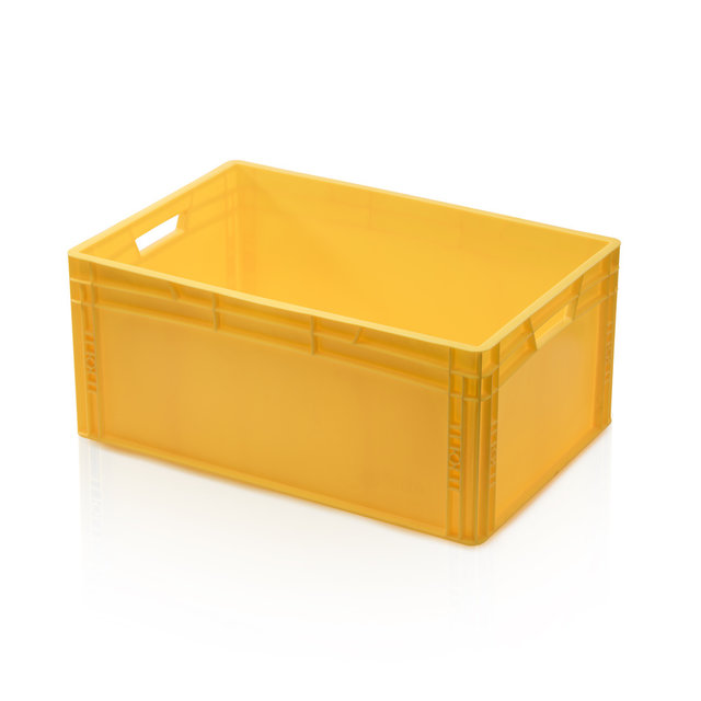 Eurobox Universal 60x40x27 cm yellow with handle Eurocontainer KLT box Eurobox Universal 60x40x27 cm yellow with handle Eurocontainer KLT box