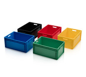 Eurobox Universal 60x40x27 cm yellow with handle Eurocontainer KLT box Eurobox Universal 60x40x27 cm yellow with handle Eurocontainer KLT box
