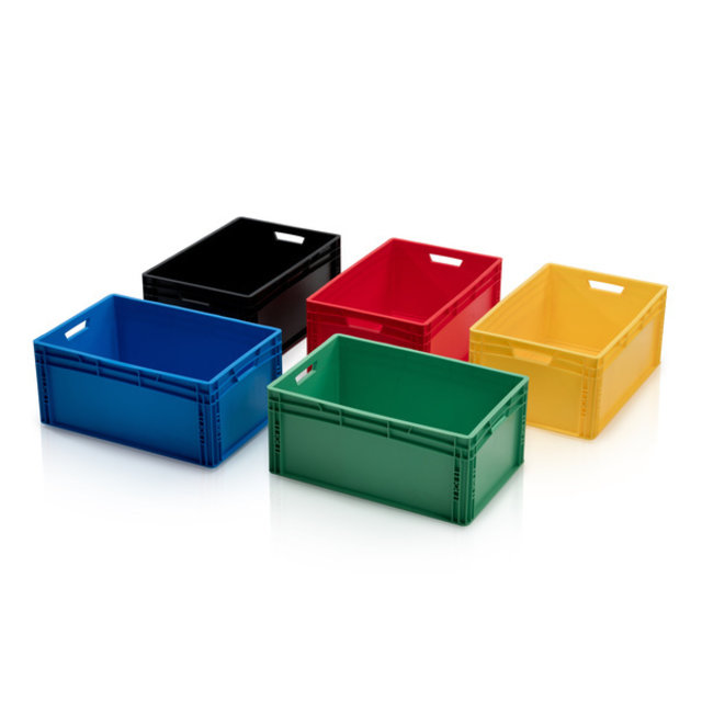 Eurobox Universal 60x40x27 cm yellow with handle Eurocontainer KLT box Eurobox Universal 60x40x27 cm yellow with handle Eurocontainer KLT box