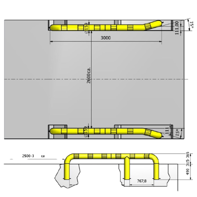 Truck wheel guides 3000mm from steel