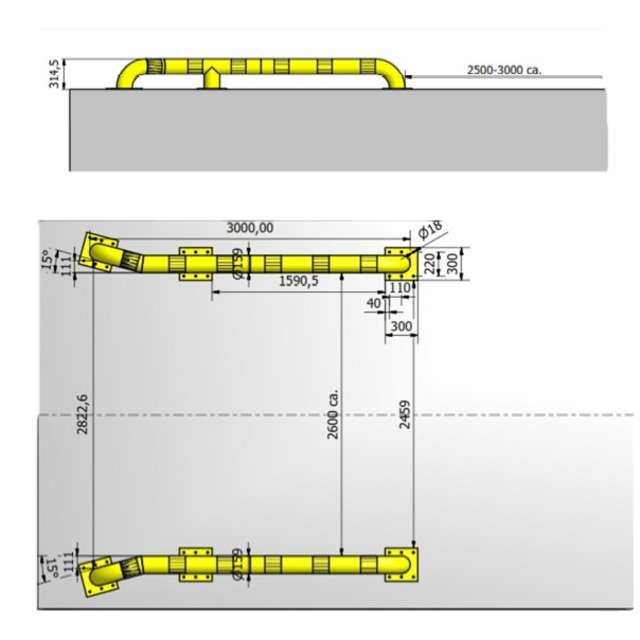Truck wheel guides 3000mm from steel