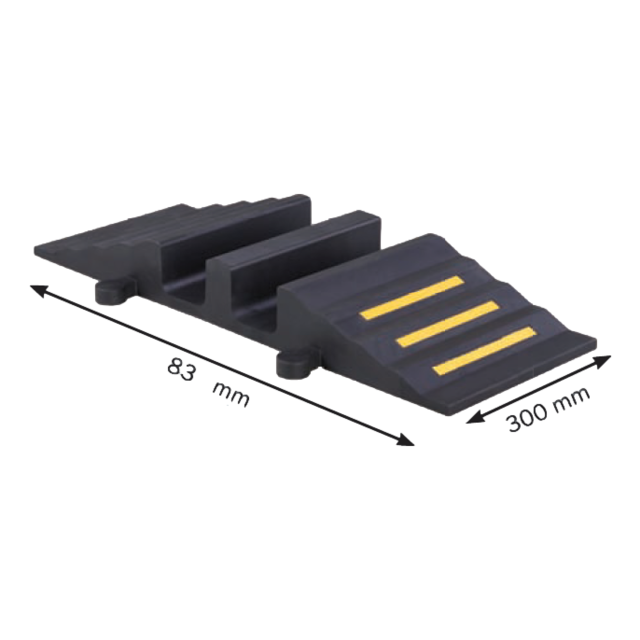 Mostek przejazdowy gumowy 830 x 300 x 75 mm 2 tunele Żółty Mostek przejazdowy gumowy 830 x 300 x 75 mm 2 tunele Żółty