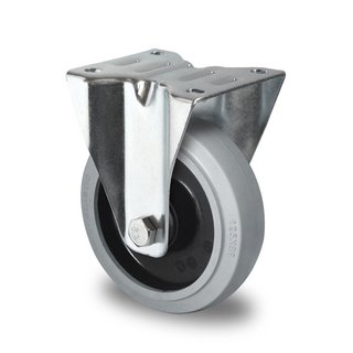 Fixed wheels 100mm 200kg Grey Elastic Rubber High-quality Polyamide