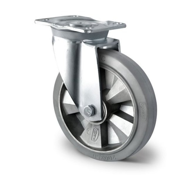 Swivel wheel Heavy Duty 160mm 400kg elastic rubber grey
