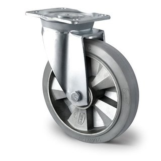 Swivel wheel Heavy Duty 125mm 300kg elastic rubber grey