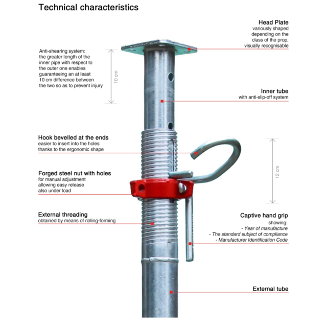 Podpory budowlane 1.98 do 3.50 m Klasy D 20KN Ocynkowane DIN EN 1065