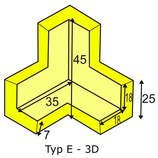 Ochrona narożna PU Piana Czarny Typ E - 3D