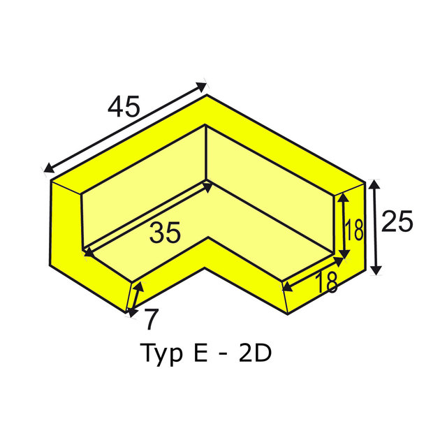 Ochrona narożna PU Piana Czarny Typ E - 2D
