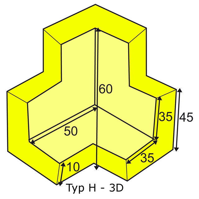 Ochrona narożna PU Piana Czarny Typ H - 3D