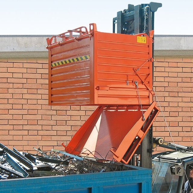 Drop bottom Container 1300L with Lifting Eyes Hinged SL-model Forklift and Crane Drop bottom Container 1300L with Lifting Eyes Hinged SL-model Forklift and Crane
