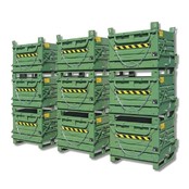 Kontener z dnem klapowym 1300L zawiasowy Model SL z uchwytami na widły do wózka widłowego i dźwigu Kontener z dnem klapowym 1300L zawiasowy Model SL z uchwytami na widły do wózka widłowego i dźwigu