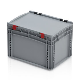 Skrzynka Plastikowa EURO 40x30x33.5 cm ze zintegrowaną pokrywą i otwartymi uchwytami Eurobox