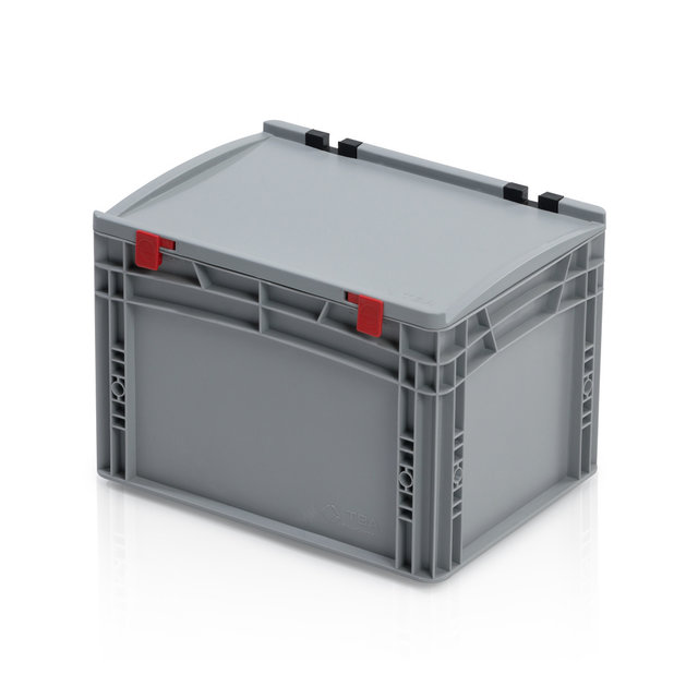 Skrzynka Plastikowa EURO 40x30x33.5 cm ze zintegrowaną pokrywą i zamkniętymi uchwytami Eurobox Skrzynka Plastikowa EURO 40x30x33.5 cm ze zintegrowaną pokrywą i zamkniętymi uchwytami Eurobox