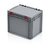 Skrzynka Plastikowa EURO 40x30x33.5 cm ze zintegrowaną pokrywą i zamkniętymi uchwytami Eurobox Skrzynka Plastikowa EURO 40x30x33.5 cm ze zintegrowaną pokrywą i zamkniętymi uchwytami Eurobox