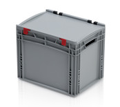 Skrzynka Plastikowa EURO 40x30x33.5 cm ze zintegrowaną pokrywą i zamkniętymi uchwytami Eurobox Skrzynka Plastikowa EURO 40x30x33.5 cm ze zintegrowaną pokrywą i zamkniętymi uchwytami Eurobox