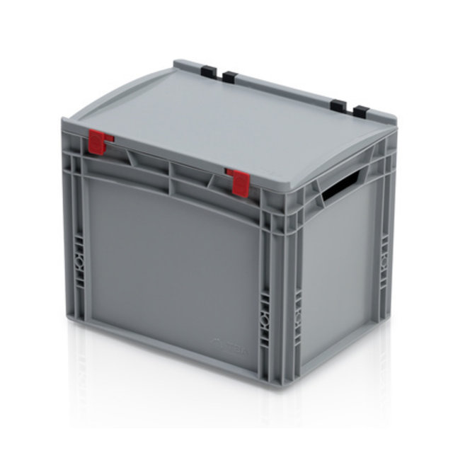 Skrzynka Plastikowa EURO 40x30x33.5 cm ze zintegrowaną pokrywą i zamkniętymi uchwytami Eurobox Skrzynka Plastikowa EURO 40x30x33.5 cm ze zintegrowaną pokrywą i zamkniętymi uchwytami Eurobox