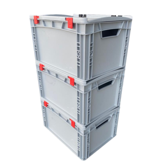 Skrzynka Plastikowa EURO 40x30x33.5 cm ze zintegrowaną pokrywą i zamkniętymi uchwytami Eurobox Skrzynka Plastikowa EURO 40x30x33.5 cm ze zintegrowaną pokrywą i zamkniętymi uchwytami Eurobox