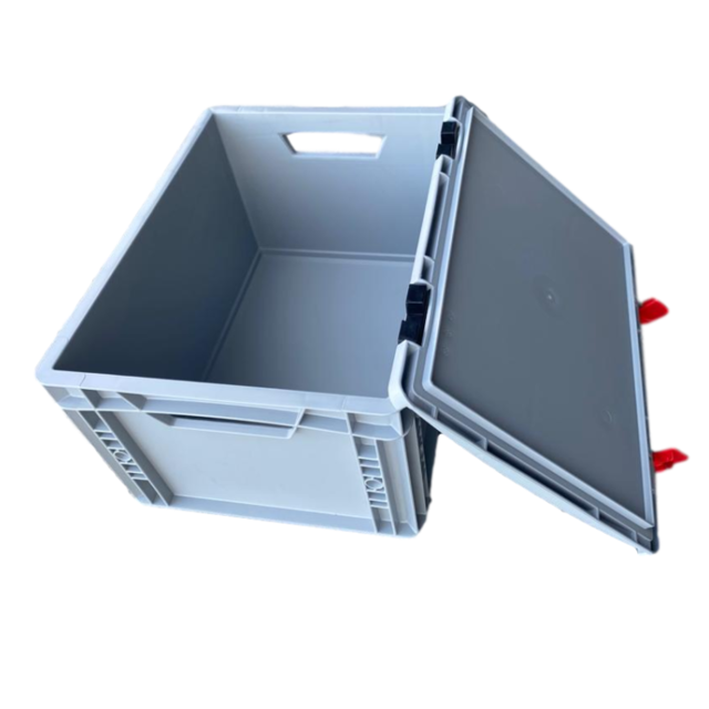 Skrzynka Plastikowa EURO 40x30x33.5 cm ze zintegrowaną pokrywą i zamkniętymi uchwytami Eurobox Skrzynka Plastikowa EURO 40x30x33.5 cm ze zintegrowaną pokrywą i zamkniętymi uchwytami Eurobox