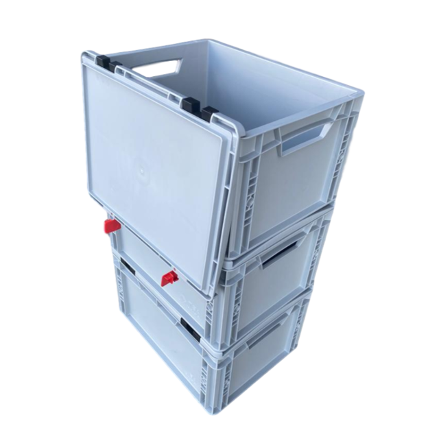Skrzynka Plastikowa EURO 40x30x33.5 cm ze zintegrowaną pokrywą i zamkniętymi uchwytami Eurobox Skrzynka Plastikowa EURO 40x30x33.5 cm ze zintegrowaną pokrywą i zamkniętymi uchwytami Eurobox
