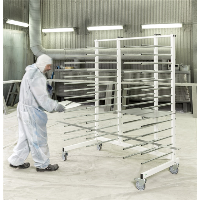 Stojak suszarniczy przemysłowy Niebieski metalowy stojak lakierniczy 1520 x 860 x 1960 mm Stojak suszarniczy przemysłowy Niebieski metalowy stojak lakierniczy 1520 x 860 x 1960 mm