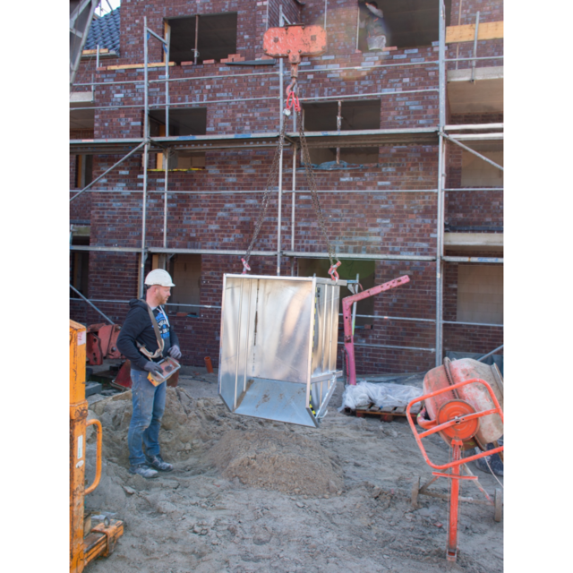 Kontener budowlany na odpady z opuszczanymi drzwiami na zawiasach ocynkowany 1000L 1500 kg do dźwigu