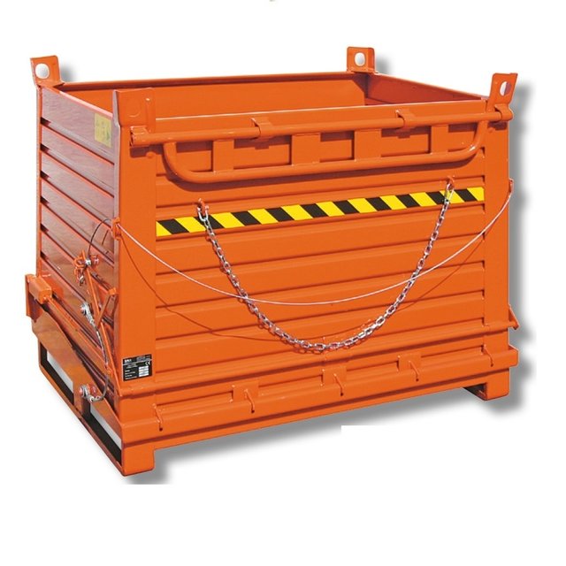 Kontener z dnem klapowym 520L zawiasowy Model SL z uchwytami na widły do wózka widłowego i dźwigu Kontener z dnem klapowym 520L zawiasowy Model SL z uchwytami na widły do wózka widłowego i dźwigu