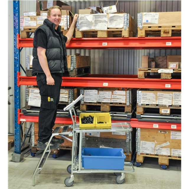 Shopping cart Warehouse trolley 89x52x100cm Trolley with adjustable shelf