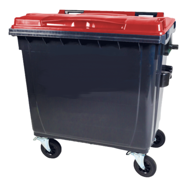 4 wheeled collection waste bin 660L Black