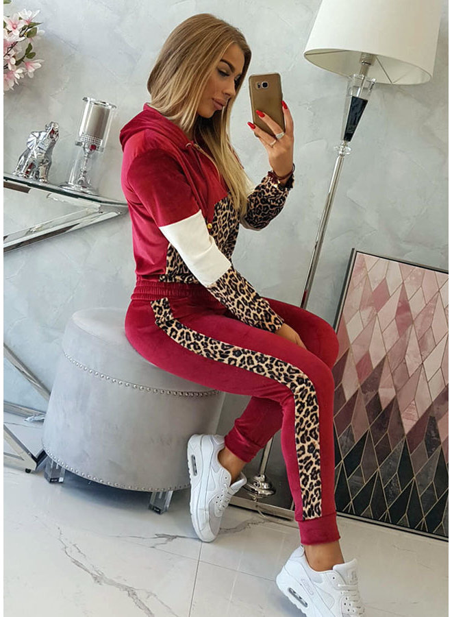Dames Huispak Trainingspak Panterprint Rood