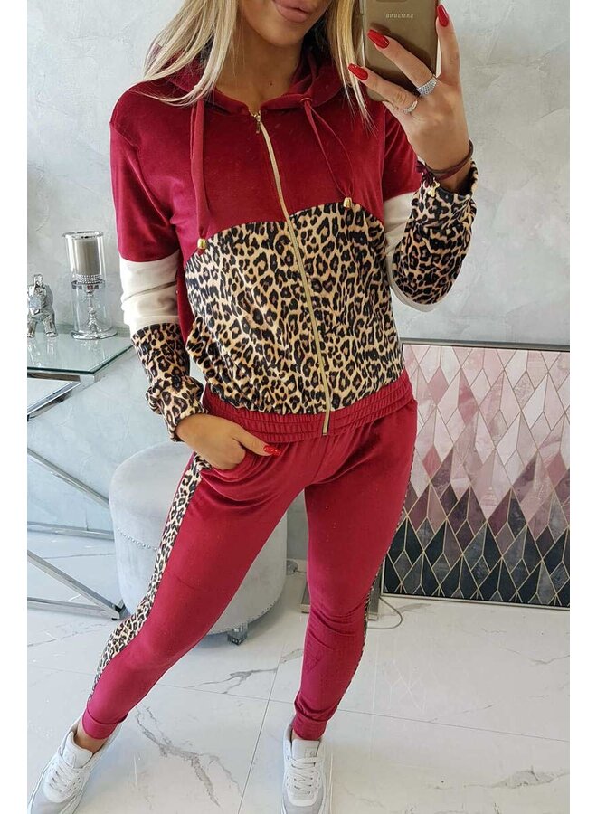 Dames Huispak Trainingspak Panterprint Rood