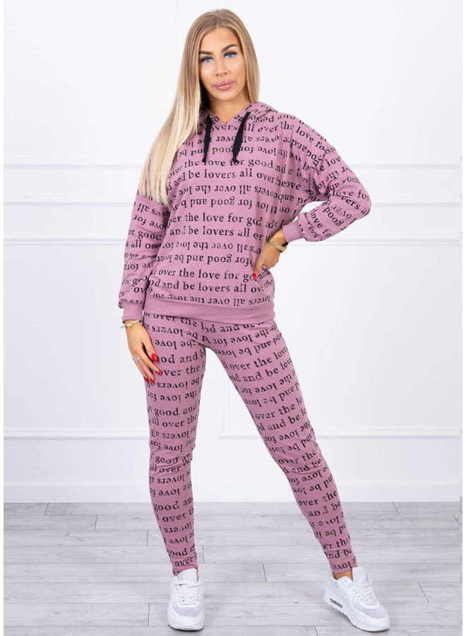 Dames Huispak Trainingspak Tekst Roze