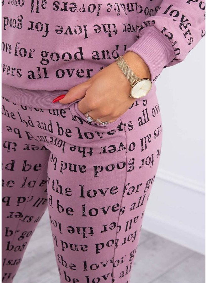 Dames Huispak Trainingspak Tekst Roze