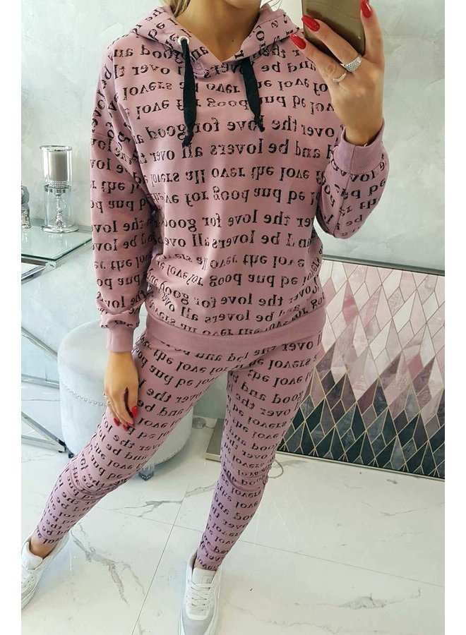 Dames Huispak Trainingspak Tekst Roze