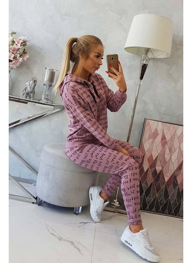 Dames Huispak Trainingspak Tekst Roze