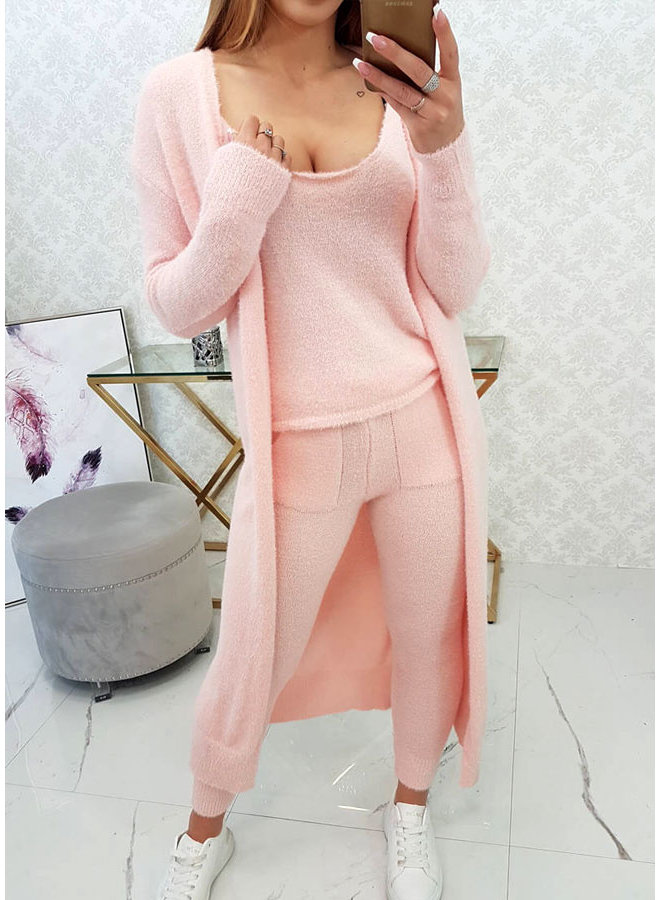 Dames Huispak 3 Delig Lang Lichtroze