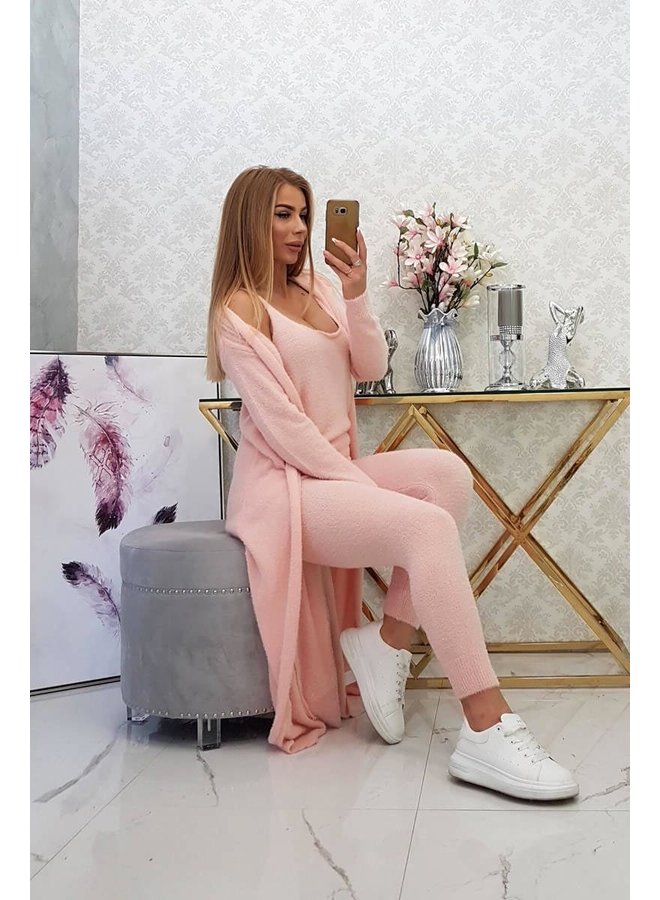 Dames Huispak 3 Delig Lang Lichtroze
